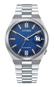 Citizen Automatic Blue Dial Mens Watch NJ0151-88L, Analogue, Stainless Steel, Silver Strap