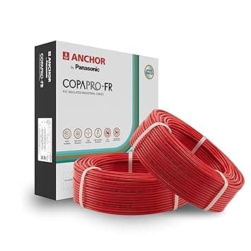 Anchor by Panasonic 4 mm COPAPro FR Electrical Wire, 90 Meter Fire Resistant Single Core PVC insulated Pure Copper Wire, Anti Rodent Anti Termite Flexible Wire for Connections (RED, 96141RD)