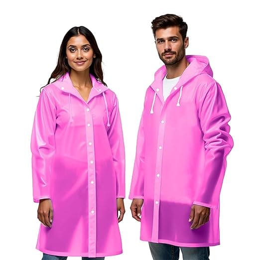 Robustt Unisex Raincoat With Hood - Pink (Pack of 2)
